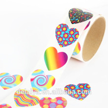 Colorful heart shape pattern paper roll sticker for Children